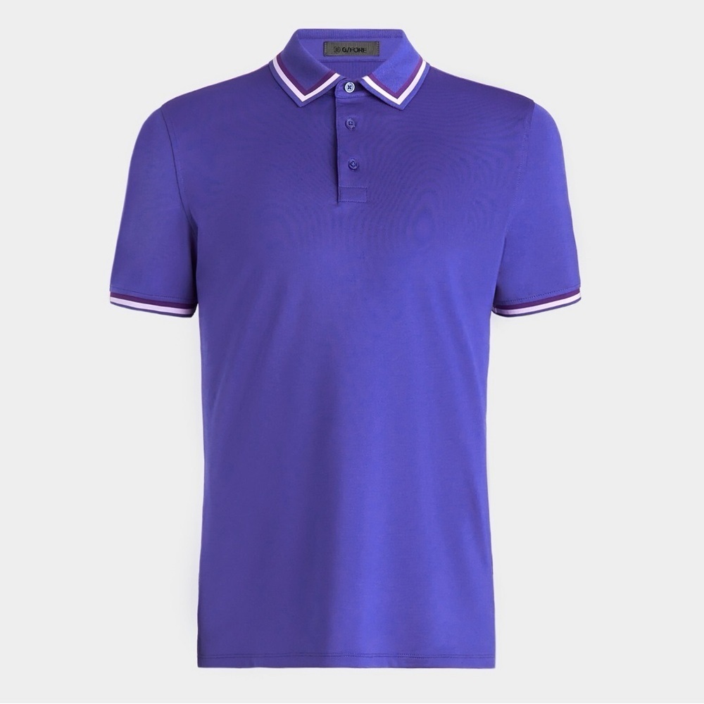 G/Fore G4 Tux Tech Banded Mens Medium Superior Blue Golf polo shirt NEW